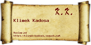 Klimek Kadosa névjegykártya